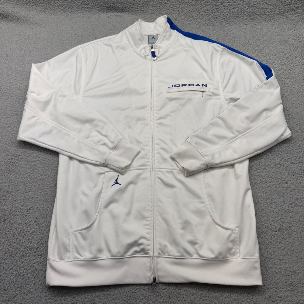 Nike Air Jordan S30711TIC Mens Large White Royal Full Zip Jumpman Track Jacket